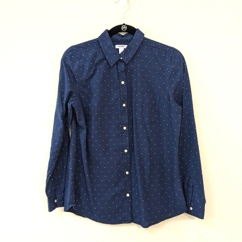 Old Navy Blue Polka Dot Button Shirt